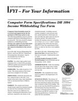 Computer form specifications. DR 1094 income withholding tax form