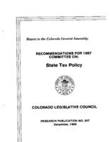 Legislative Council report to the Colorado General Assembly