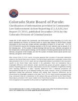 Colorado State Board of Parole, clarification of information provided in Community Law Enforcement Action Reporting (C.L.E.A.R.) Act report CY 2015