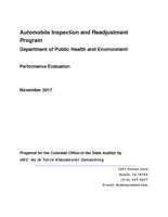 Automobile Inspection and Readjustment Program, Department of Public Health and Environment performance evaluation