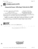 Financial issues affecting Colorado in 2003
