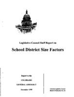 School district size factors : report to the Colorado General Assembly