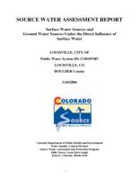 Source water assessment report: ground water sources. Boulder County. Louisville, City of