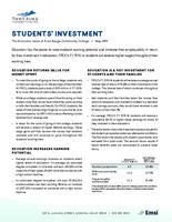 Analysis of the economic impact and return on investment of education. The economic value of Front Range Community College. Students' investment