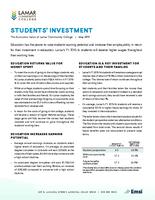 Analysis of the economic impact and return on investment of education. The economic value of Lamar Community College. Students' investment