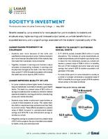 Analysis of the economic impact and return on investment of education. The economic value of Lamar Community College. Society's investment