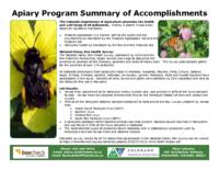 Apiary program summary of accomplishments