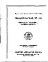 Recommendations for 1988 : report to the Colorado General Assembly