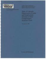 Audited financial statements : statutory basis and comments on internal controls and procedures : State of Colorado, Department of Labor and Employment, Division of State Compensation Insurance Fund