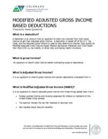 Modified adjusted gross income based deductions : frequently asked questions