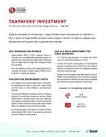 Analysis of the economic impact and return on investment of education. The economic value of Community College of Aurora. Taxpayers' investment