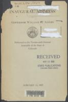 Inaugural address of Governor William H. Adams : delivered to the Twenty-sixth General Assembly of the State of Colorado, January 11, 1927