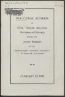 Inaugural address of Hon. Teller Ammons, Governor of Colorado before the joint session of the Thirty-first General Assembly at Denver, Colorado, January 12, 1937