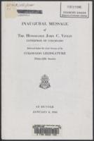 Inaugural message of the Honorable John C. Vivian, governor of Colorado : delivered before the joint session of the Colorado Legislature, thirty-fifth session, at Denver, January 9, 1945