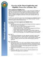 Overview of the shared application and eligibility process for assistance sites