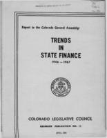 Trends in state government finance in Colorado [Part 1]. 1946-1967 : a report of the Colorado General Assembly