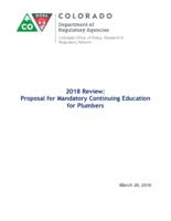 2018 review, proposal for mandatory continuing education for plumbers