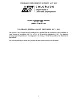 Colorado employment security act, 2015