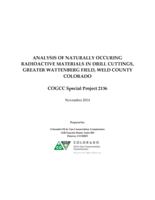 Analysis of naturally occuring [sic] radioactive materials in drill cuttings, Greater Wattenberg field Weld County, Colorado