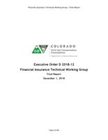 Executive order D 2018-12 Financial Assurance Technical Working Group final report