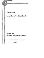 Colorado legislator's handbook