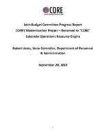 Joint Budget Committee progress report, COFES modernization project renamed to CORE, Colorado Operations Resource Engine