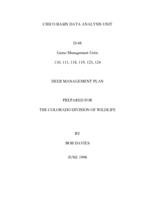 Chico Basin data analysis unit D-48 game management units 110, 111, 118, 119, 123, 124, deer management plan