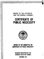 Certificate of public necessity : final report of the Special Committee on Certification of Public Necessity