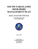 South Tablelands deer herd management plan data analysis unit D-54, game management units 93, 97, 98, 99, & 100