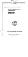 Colorado Legislative Council recommendations for 1985 : Legislative Council report to the General Assembly