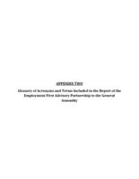 Employment First Advisory Partnership : expanding employment outcomes for Coloradans with disabilities : initial report of the strategic plan to Colorado's General Assembly. Appendix 2: Glossary and Terms