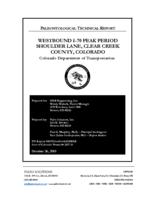 Categorical exclusion, WB I-70 peak period shoulder lane, Clear Creek County, Colorado / Appendix D-J, Paleontological Technical Report