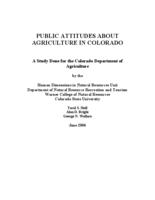 Public attitudes about agriculture in Colorado : a study done for the Colorado Department of Agriculture