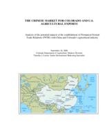 The Chinese market for Colorado and U.S. agricultural exports : analysis of the potential impacts of the establishment of permanent normal trade relations (PNTR) with China and Colorado's agricultural industry