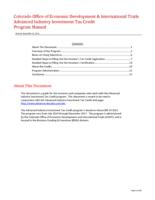 Advanced industry investment tax credit program manual