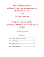 Program Manual for the Commercial Historic Preservation Tax Credit