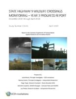 State Highway 9 wildlife crossings monitoring, year 3 progress report : December 2015 through April 2018