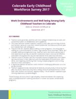 The Colorado early childhood workforce survey 2017. Research to Practice Brief 5: Work Environments and Well-being Among Early Childhood Teachers in Colorado
