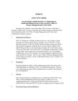 Executive order. [series D] D 002 01 For the transfer of funds from the U.S. Department of Health and Human Services to the Governor's Office of Energy Management and Conservation