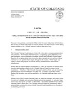 Executive order. [series D] D 007 06 Calling certain elements of the Colorado National Guard to State Active Duty for the Purpose of Force Protection