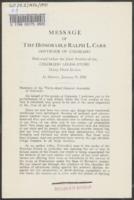 Message of the Honorable Ralph L. Carr, Governor of Colorado delivered before the Joint Session of the Colorado Legislature : thirty-third session at Denver, Colorado, January 9, 1941