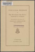 Inaugural message of the Honorable Lee Knous, Governor of Colorado delivered before the Joint Session of the Colorado Legislature thirty-sixth session, at Denver, January 14, 1947