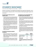 Analysis of the economic impact and return on investment of education. The economic value of Morgan Community College. Students' Investment