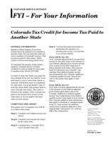 Colorado tax credit for income tax paid to another state