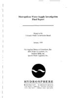 Metropolitan water supply investigation : final report