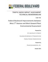 Finding of no significant impact, Federal Boulevard improvements project between West 7th Avenue and West Howard Place. Appendix A11: Noise Technical Memorandum