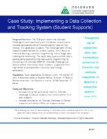 Case study, Colorado Opportunity Scholarship Initiative. Implementing a Data Collection and Tracking System (Student Supports)