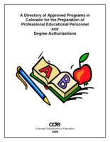 A Directory of approved programs for the preparation of professional educational personnel in Colorado