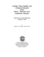 Geology, water quality, and avalanche hazards of the Ouray--Silverton area, southwest Colorado : Earth Science week field trip, October 9, 2000