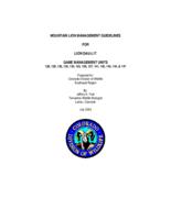 Mountain lion management guidelines for lion DAU-L17 game management units 128, 129, 130, 133, 134, 135, 136, 137, 141, 142, 143, 144, & 147 : prepared for Colorado Division of Wildlife southeast region